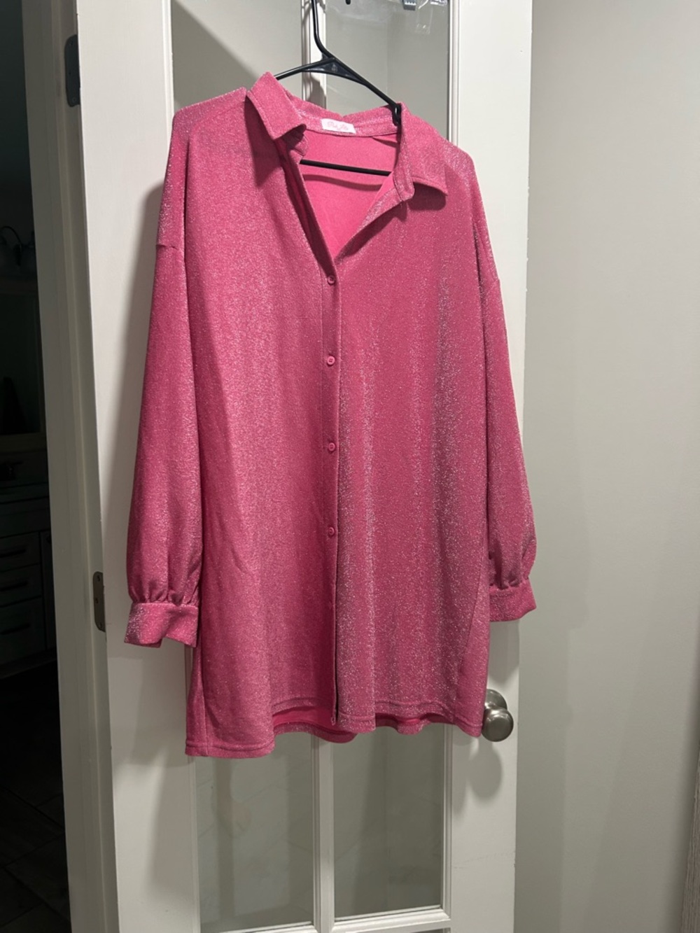Pink Lily XS Forever Crushing Pink Shimmer Long Sleeve Mini Dress